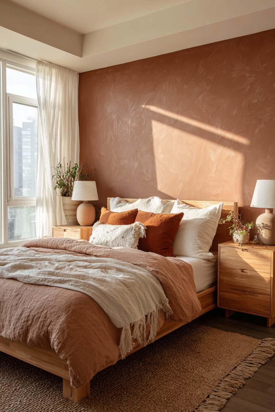 Textured Terracotta Platform Bed Retreat
