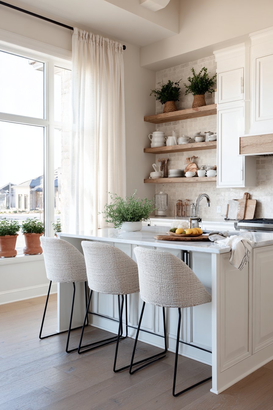 Marble Waterfall Island with Fresh Herb Display