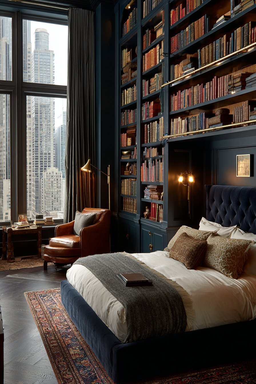 Sophisticated Traditional Library Bedroom