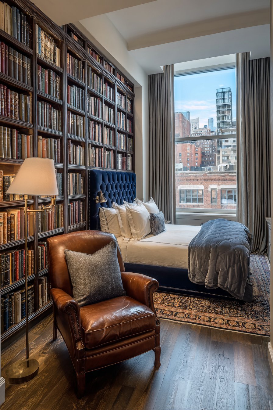 Sophisticated Traditional Library Bedroom