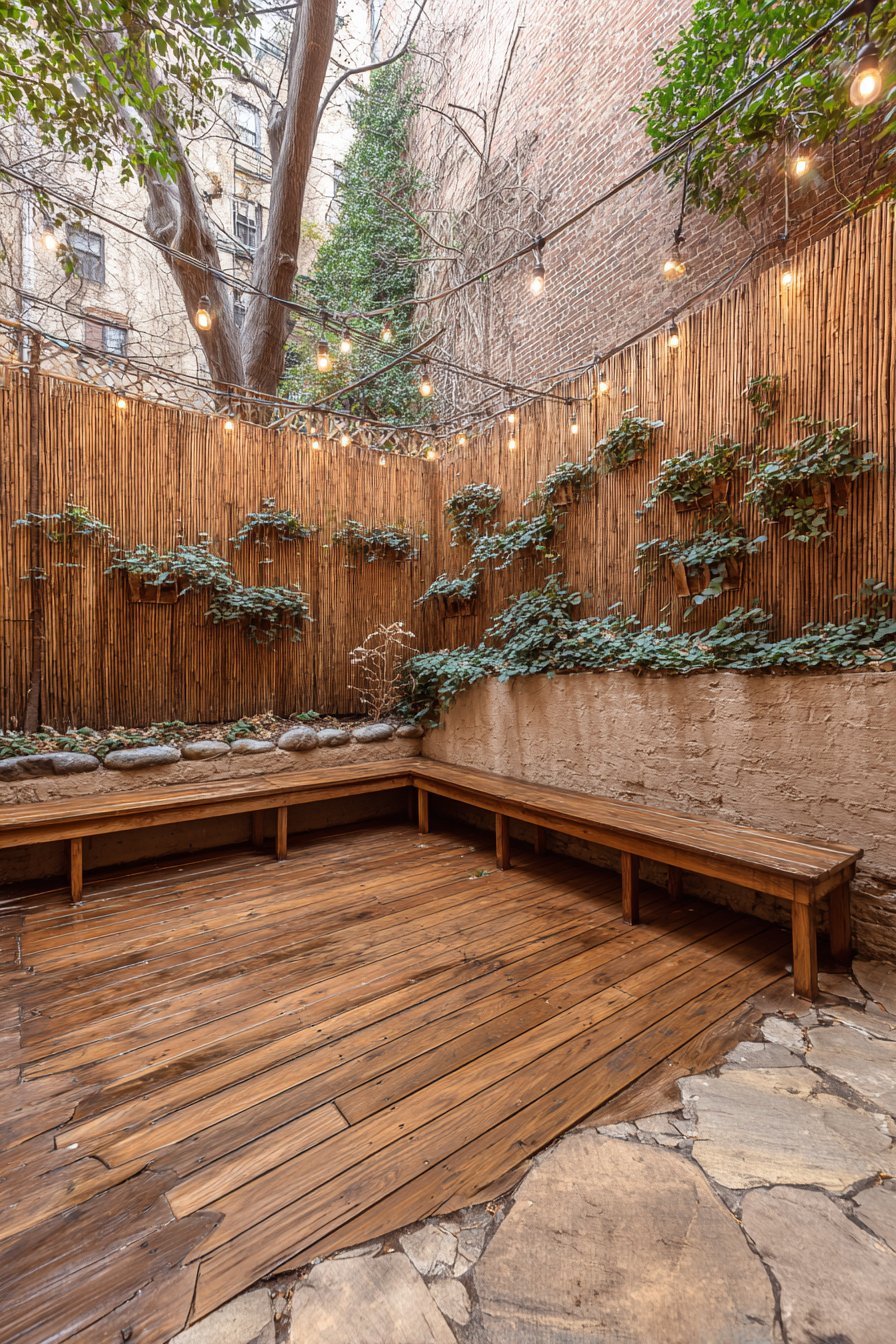 Compact Wooden Deck with Built-In Storage