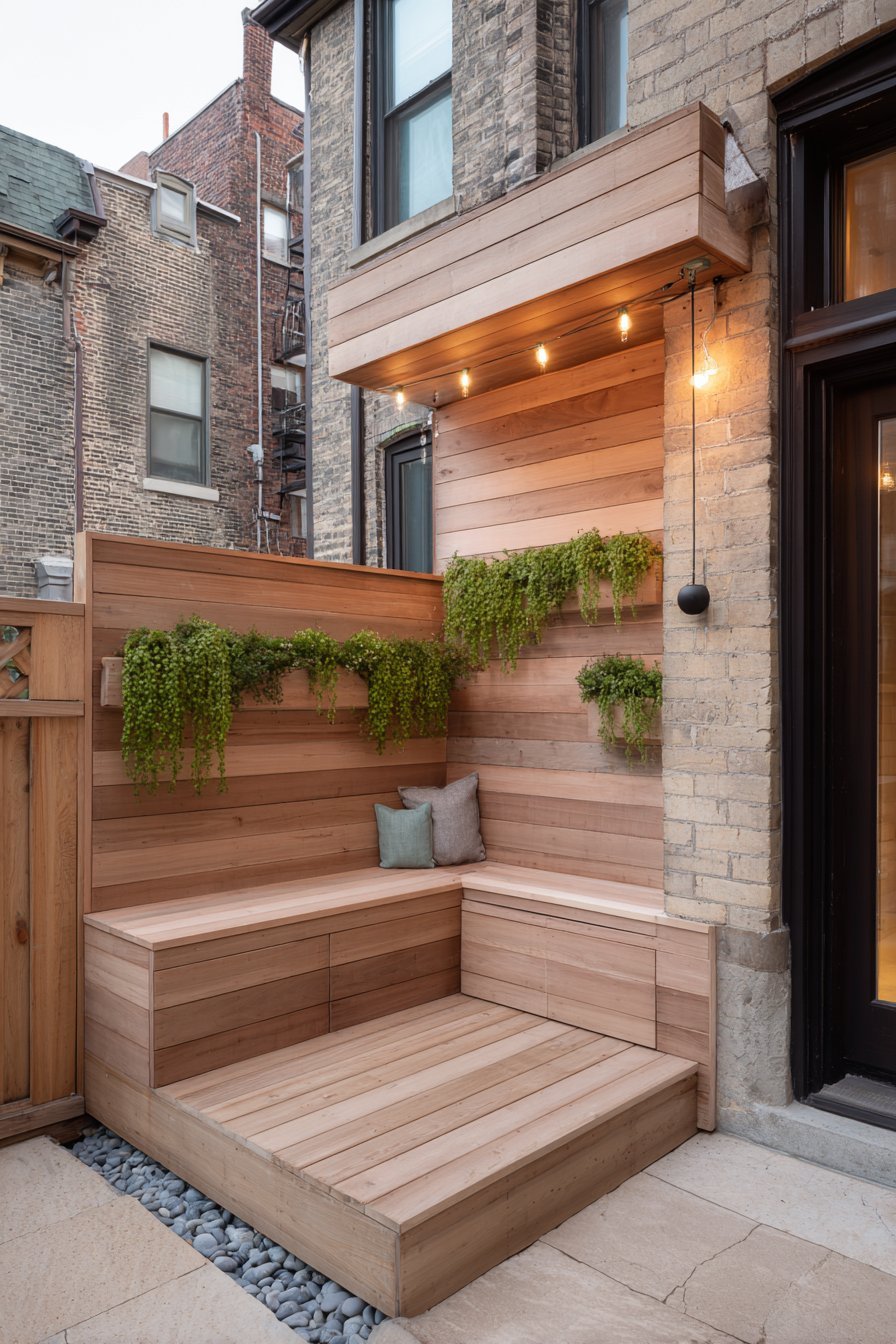 Compact Wooden Deck with Built-In Storage