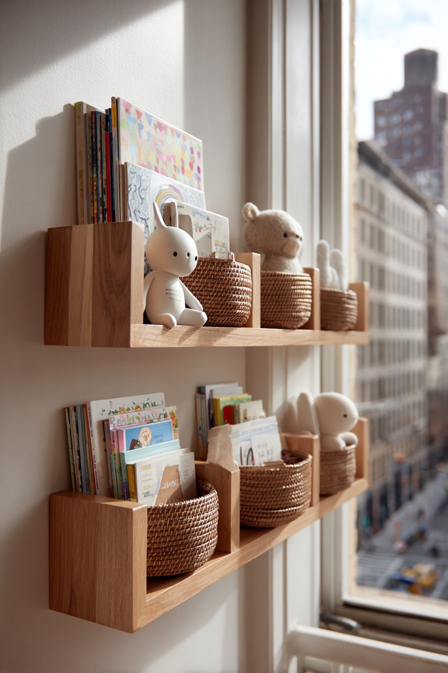 Natural White Oak Floating Shelf System