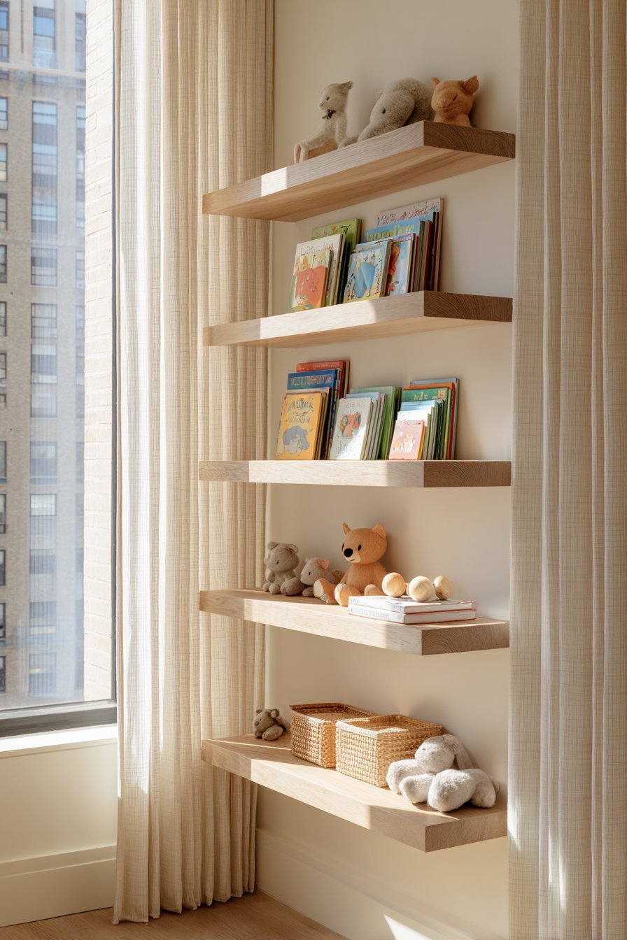 Natural White Oak Floating Shelf System