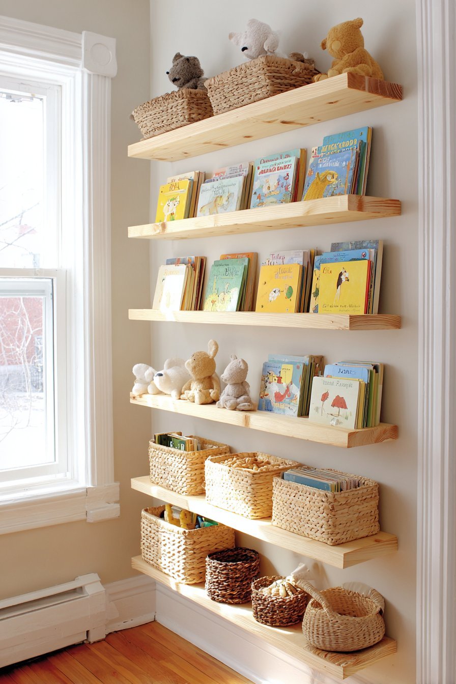 Natural White Oak Floating Shelf System