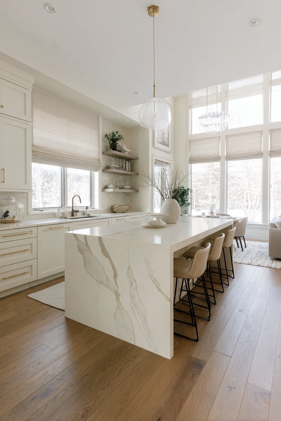 Waterfall Edge Quartz Island Centerpiece