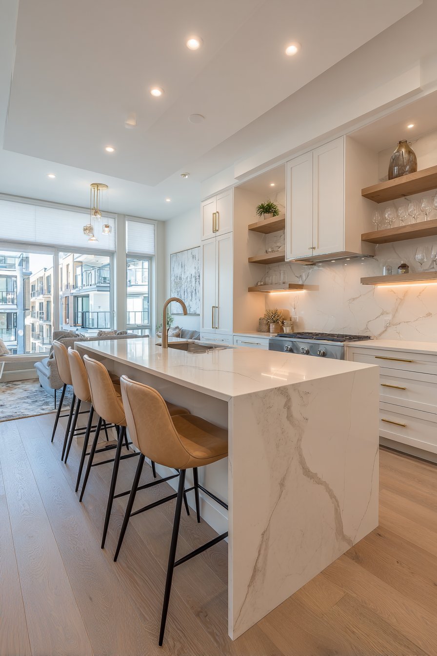 Waterfall Edge Quartz Island Centerpiece