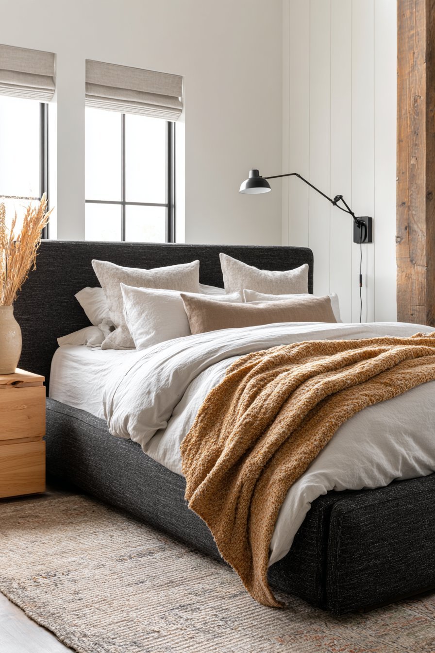 Streamlined Platform Bed with Natural Accents