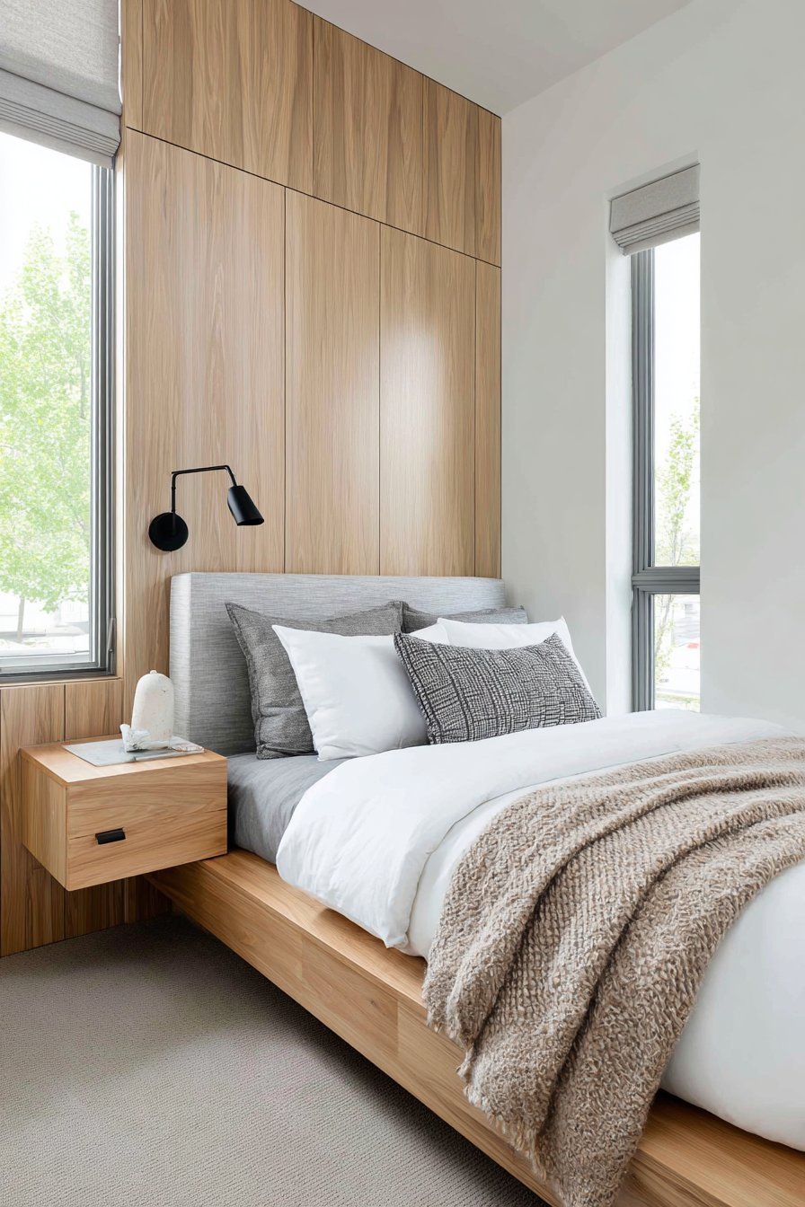 Streamlined Platform Bed with Natural Accents
