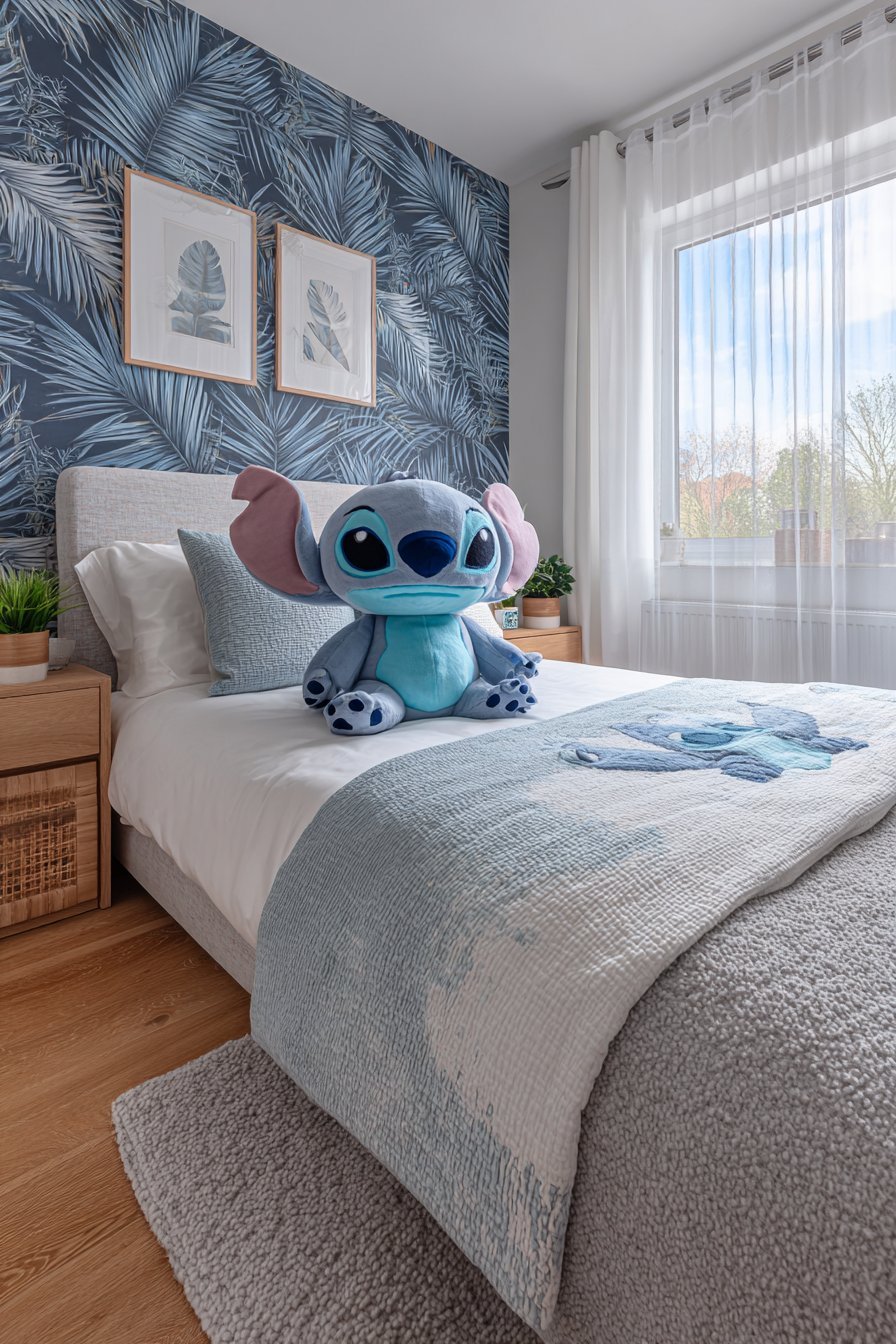 Navy Blue Tropical Accent Wall Sanctuary