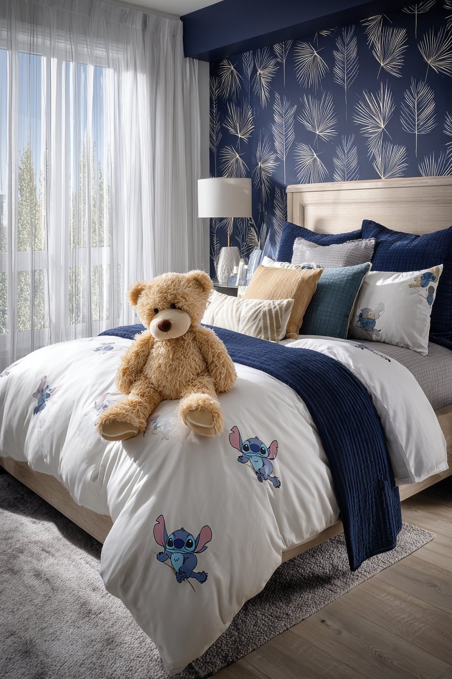 Navy Blue Tropical Accent Wall Sanctuary