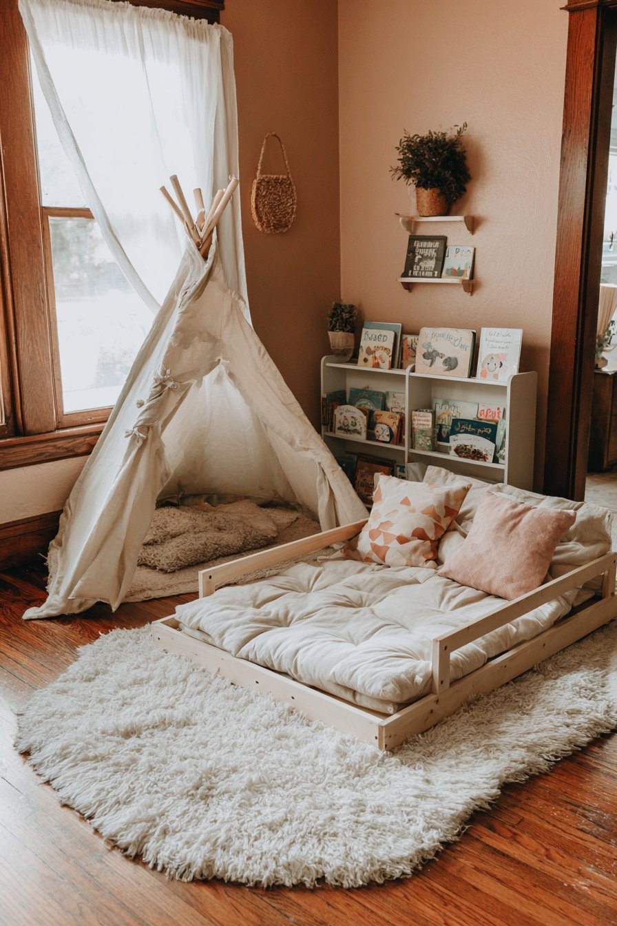 Blush Pink Sanctuary with Floor-Level Sleeping