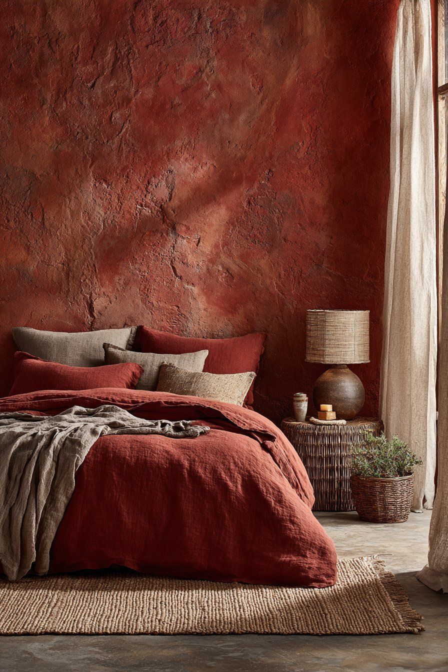 Terracotta Linen Platform Bed Sanctuary
