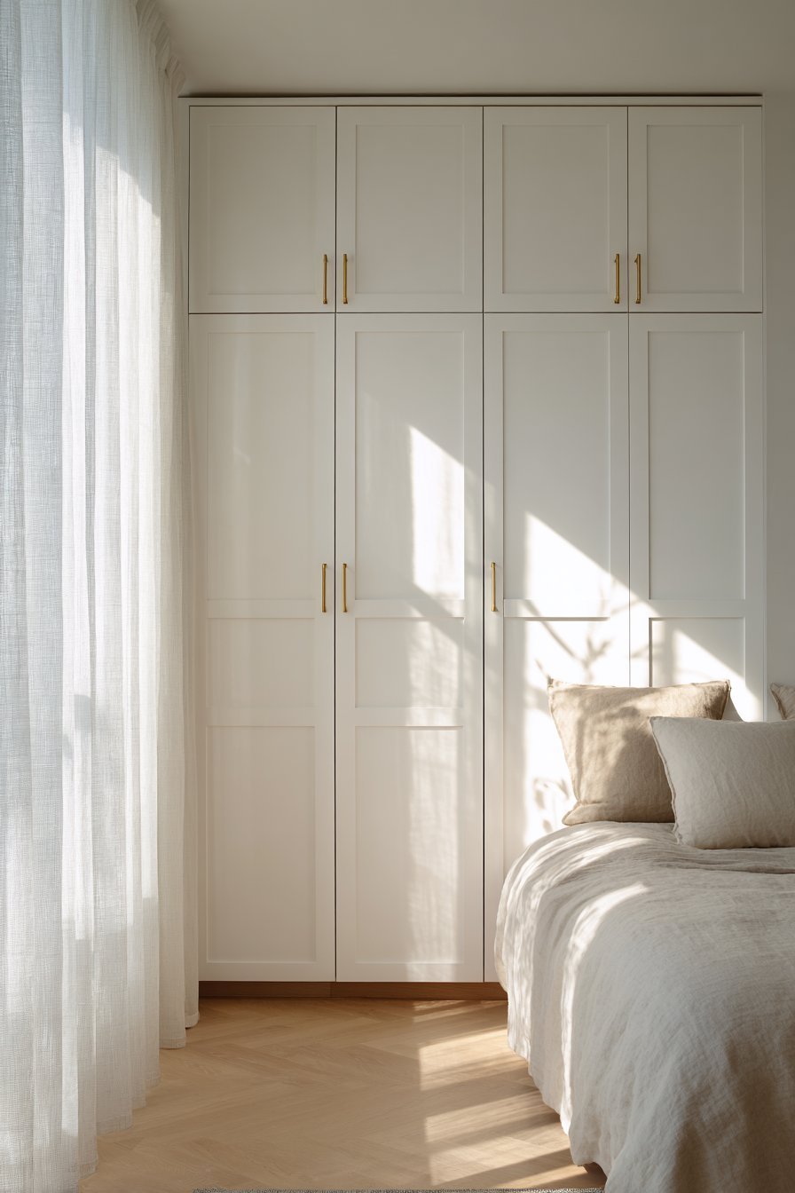 Scandinavian Serenity with Paneled White Wardrobe