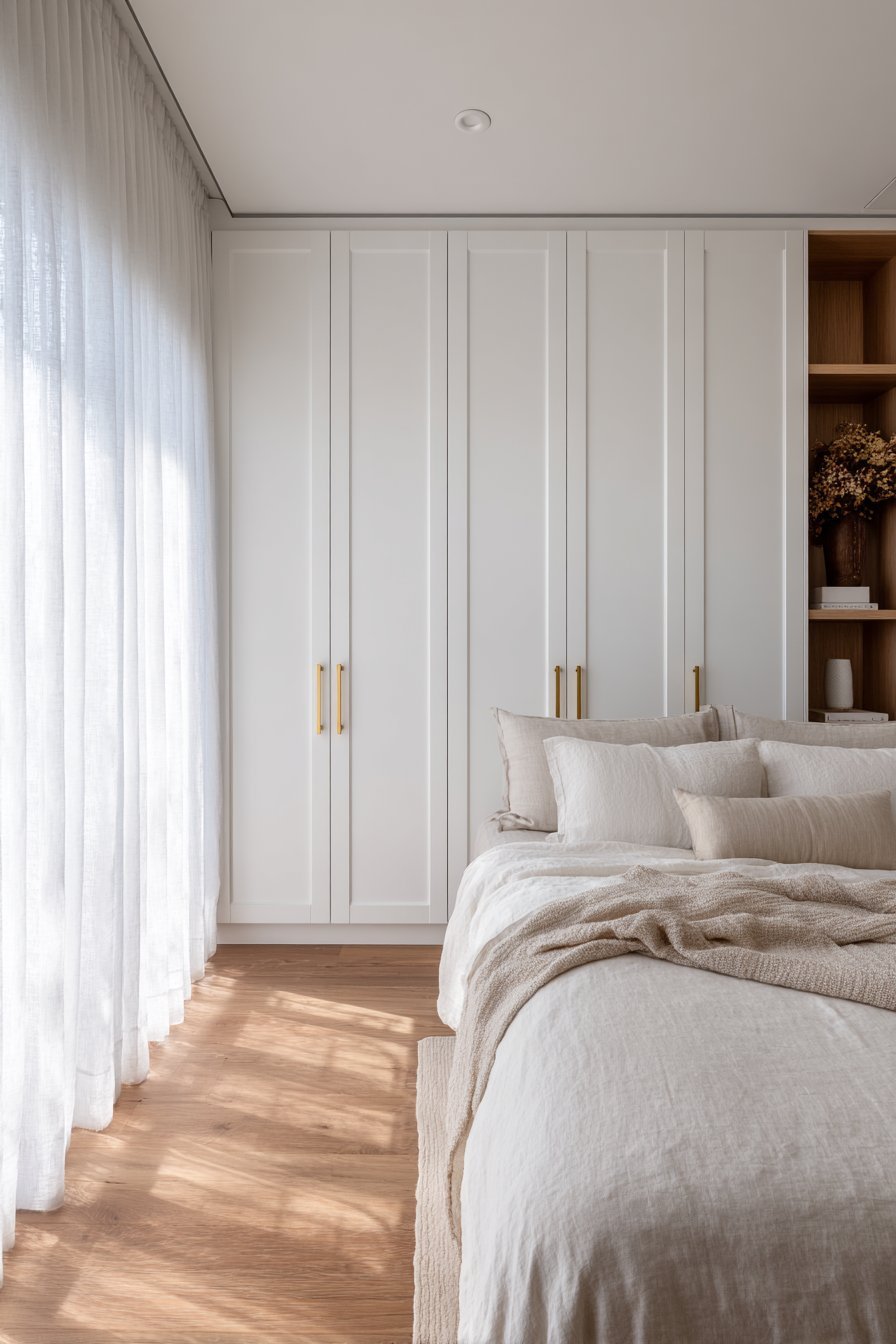 Scandinavian Serenity with Paneled White Wardrobe