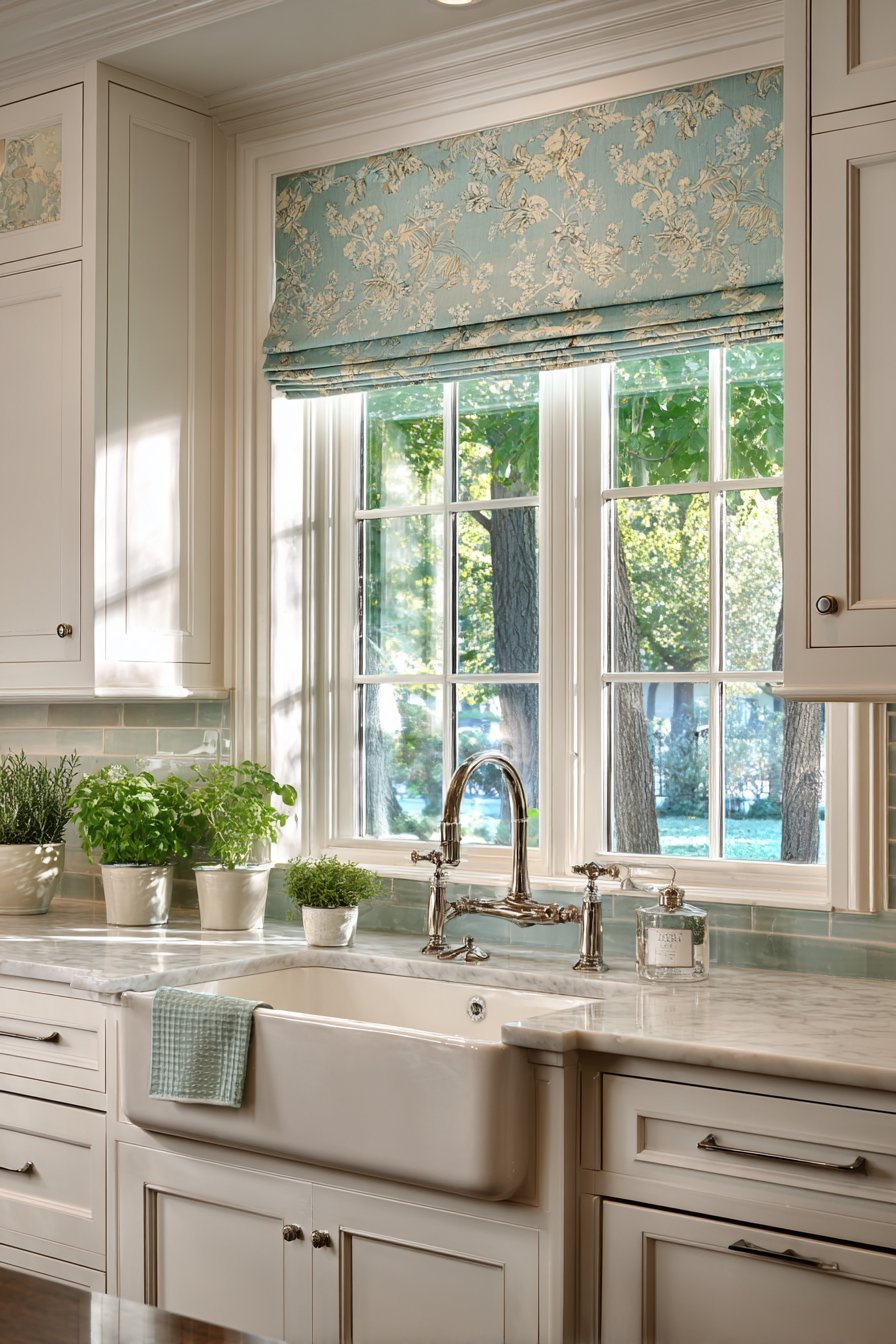 Classic Window Treatment with Farmhouse Sink