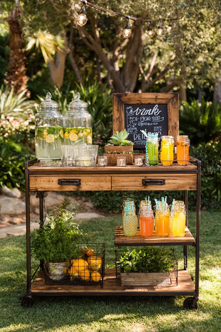Vintage Bar Cart Beverage Station