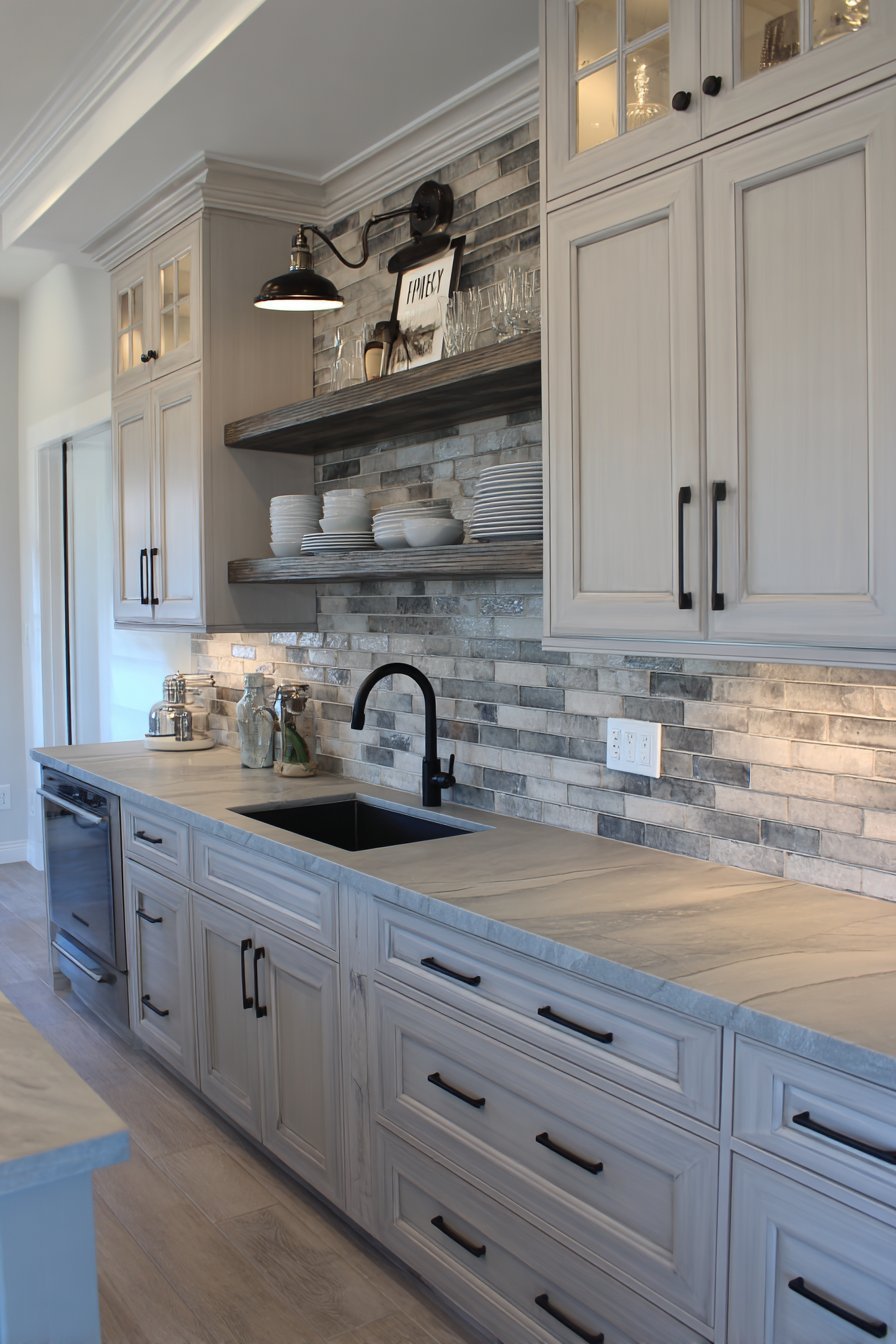 Artisanal Grey Backsplash Feature Wall