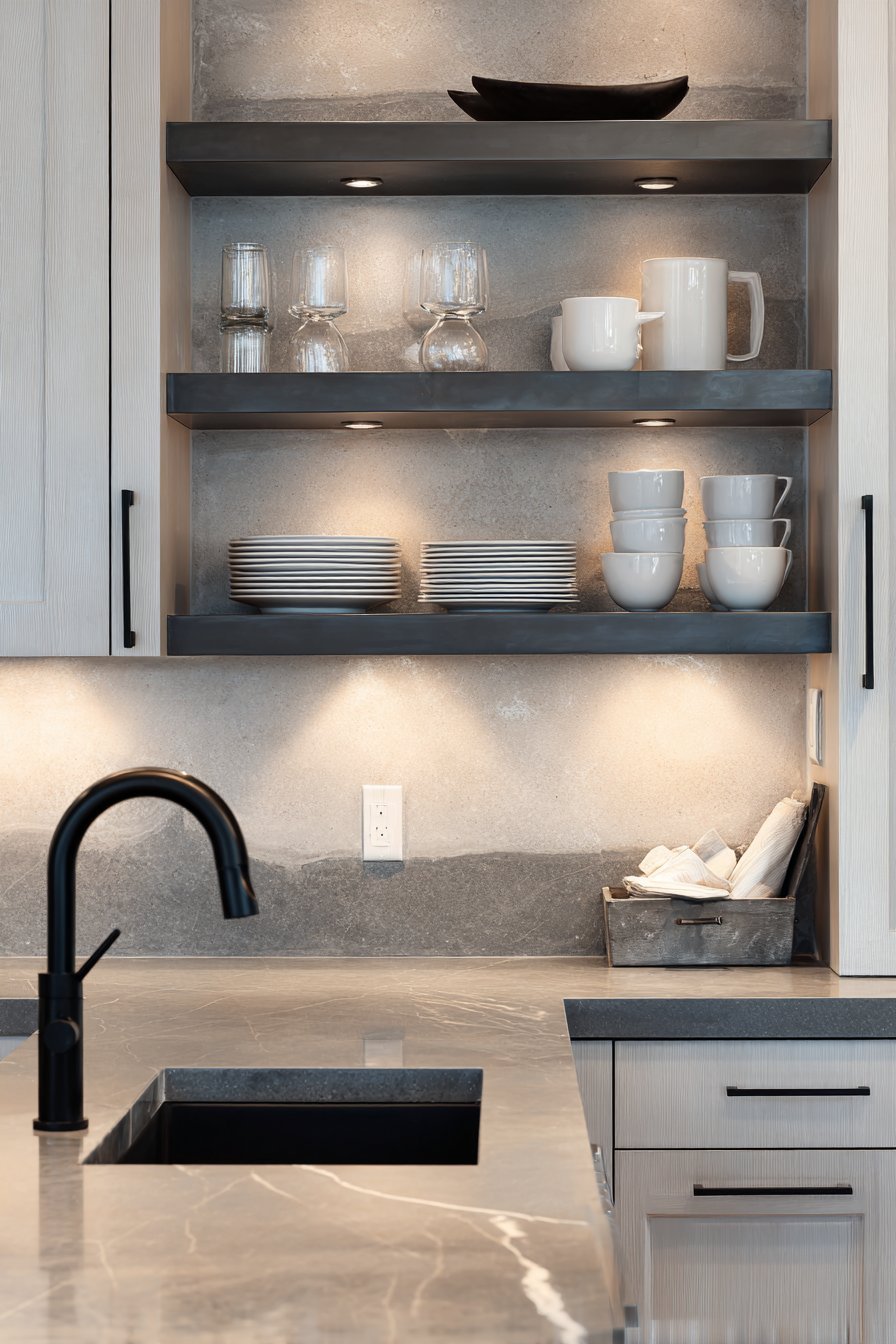 Artisanal Grey Backsplash Feature Wall