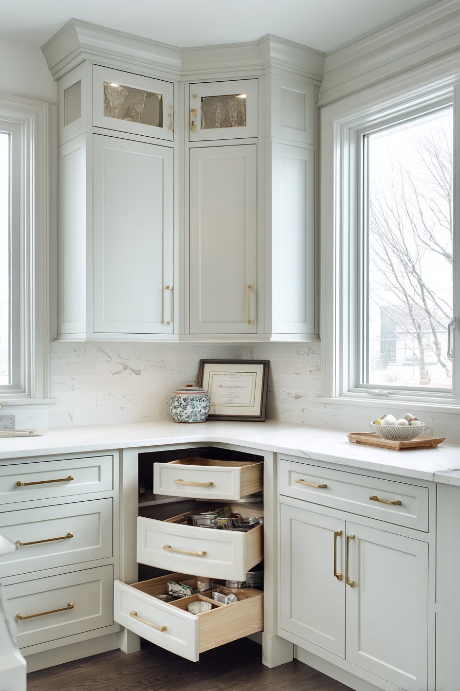 Diagonal Corner Cabinet Solution