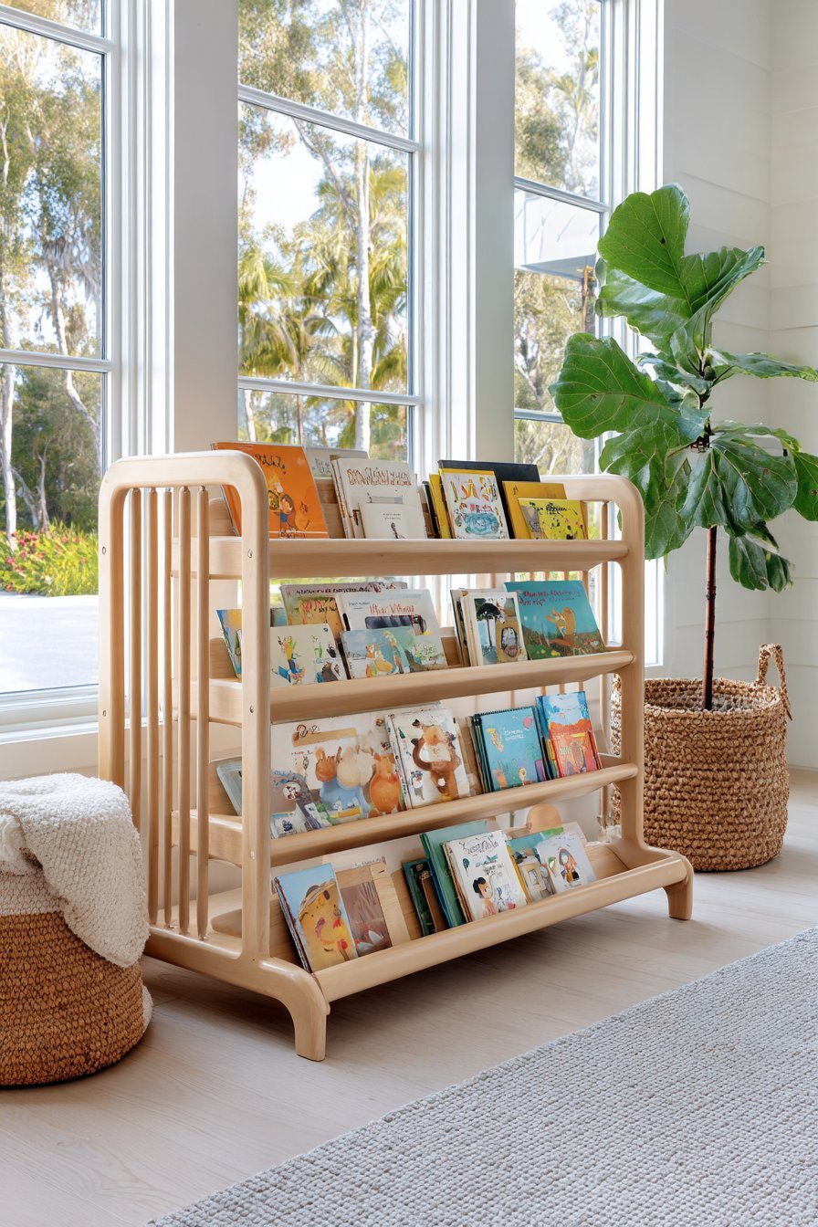 Transitional Low Horizontal Toddler-Accessible Bookshelf