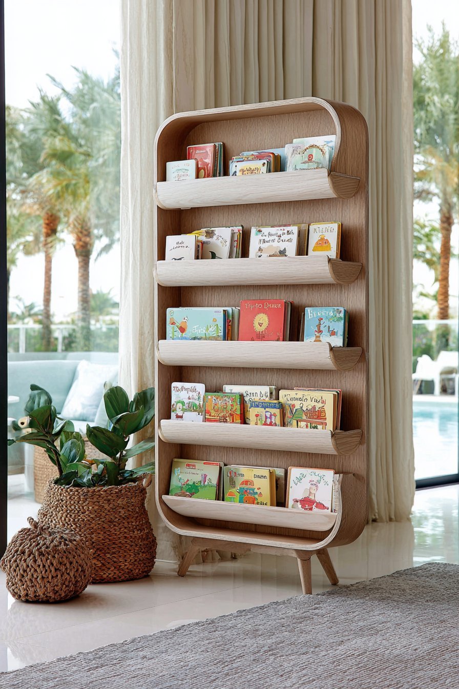 Transitional Low Horizontal Toddler-Accessible Bookshelf