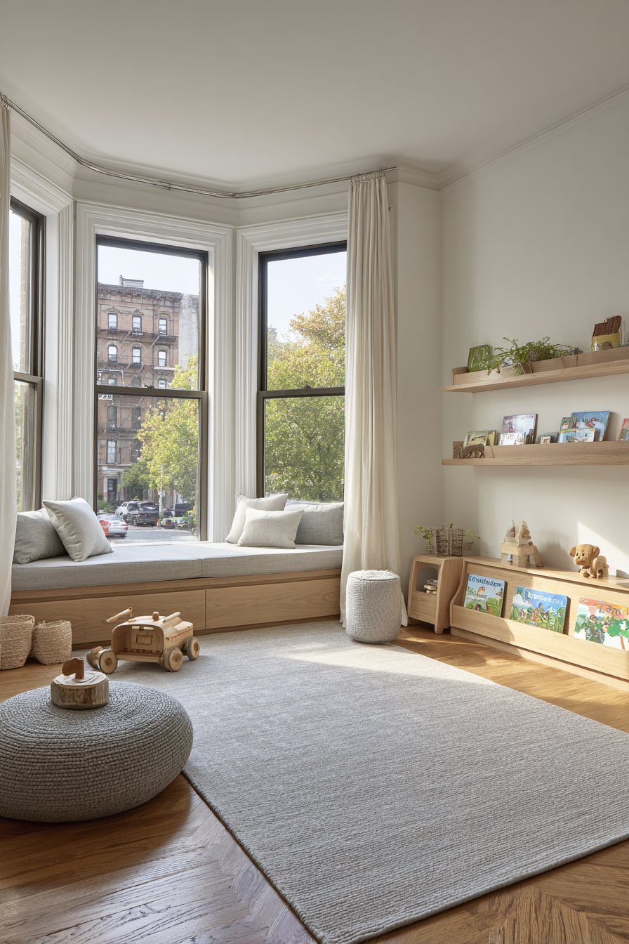 Transitional Low Horizontal Toddler-Accessible Bookshelf