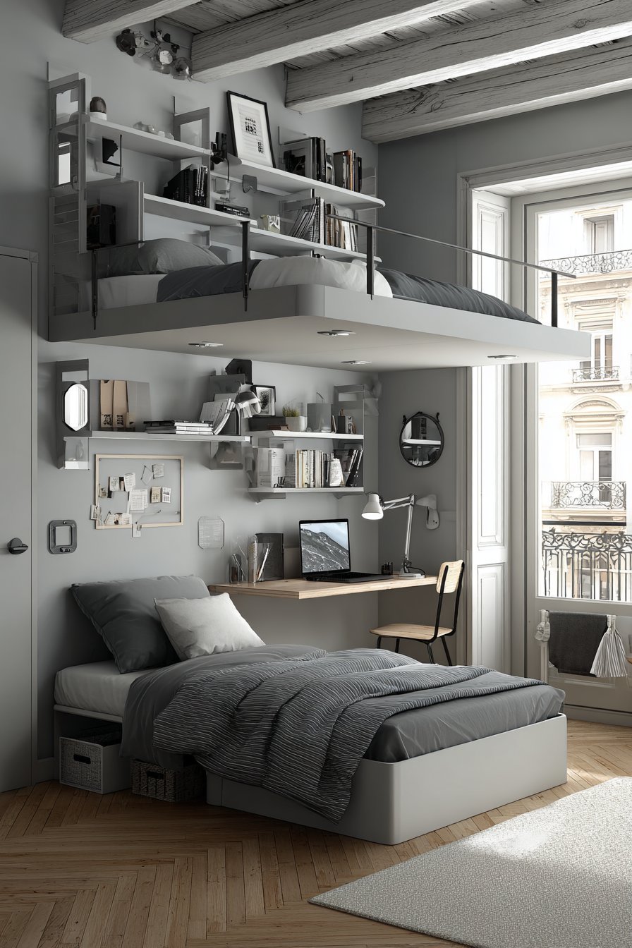 Compact Loft Bed Solution