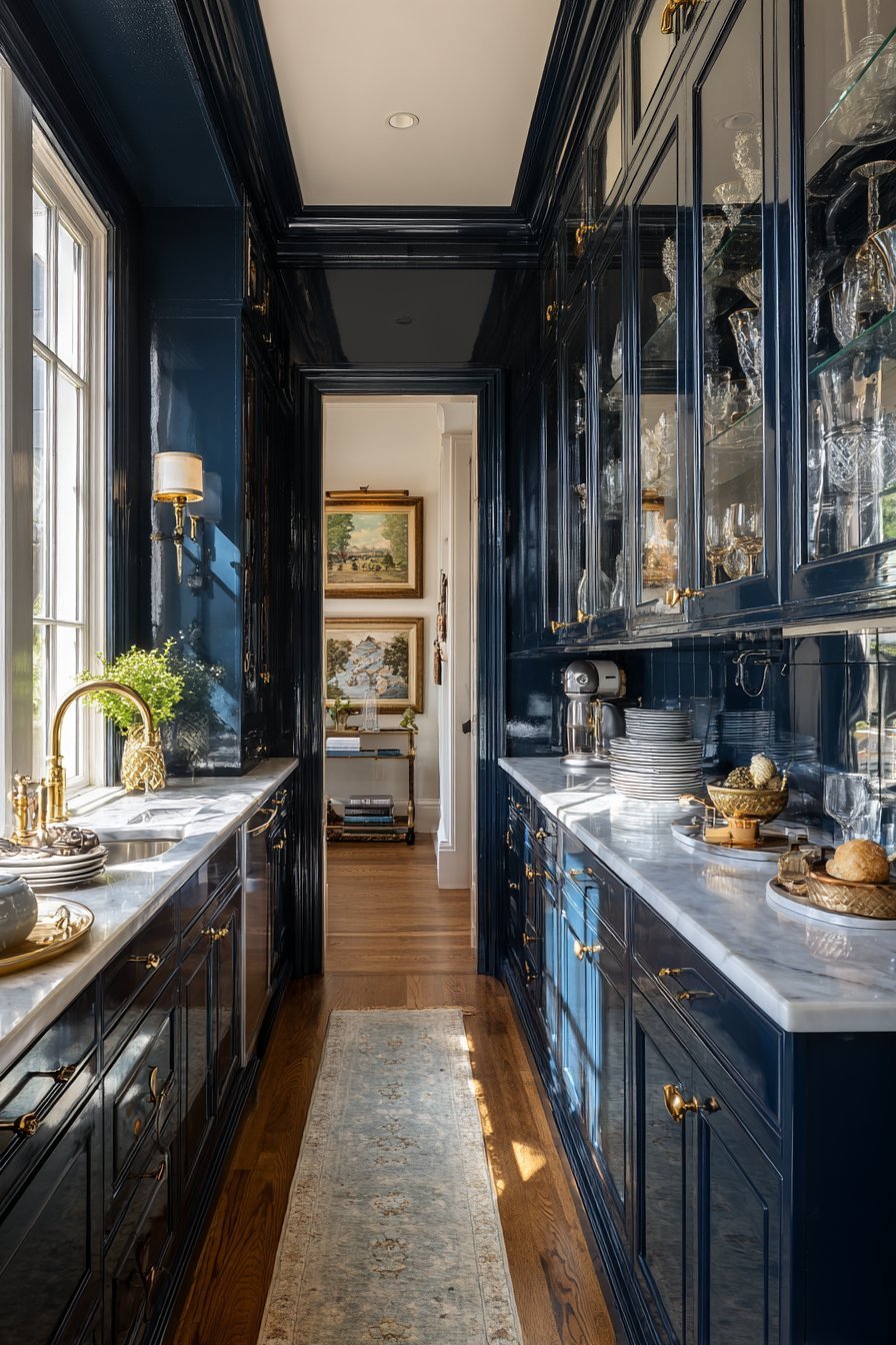 Traditional Butler's Pantry Transition Space