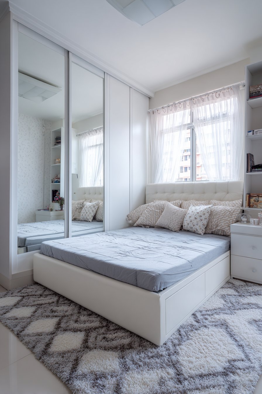 Space-Saving Corner Configuration with Mirrors