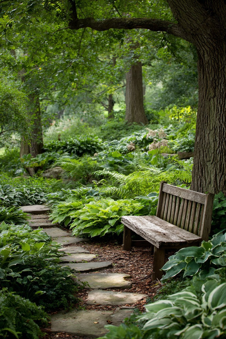 Shade Garden with Flagstone Paths