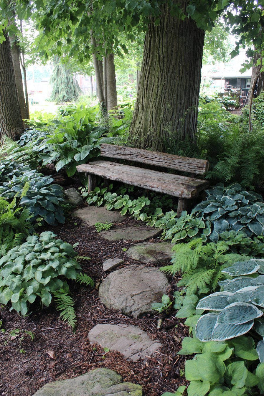 Shade Garden with Flagstone Paths