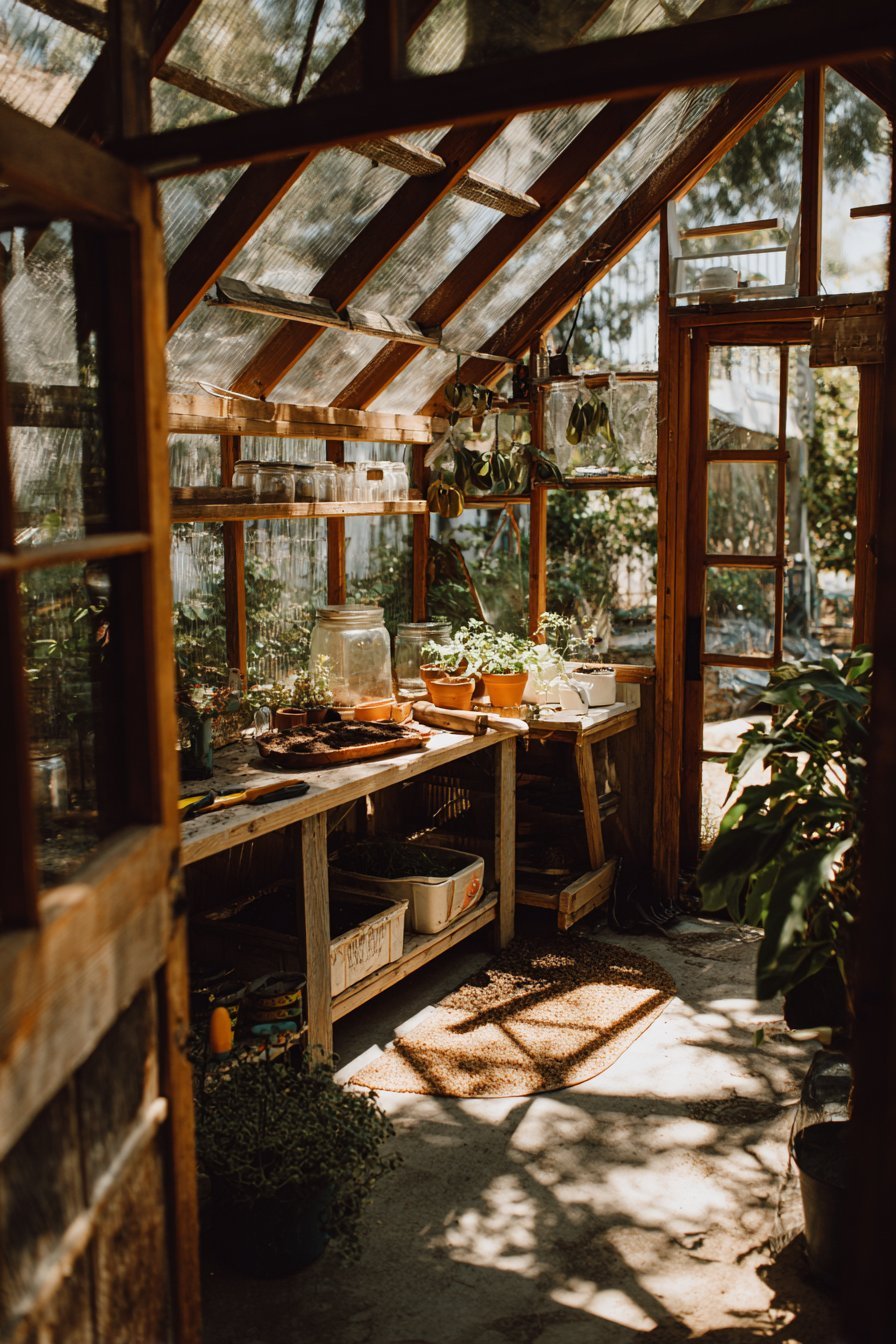 Vintage Wood-Framed Greenhouse