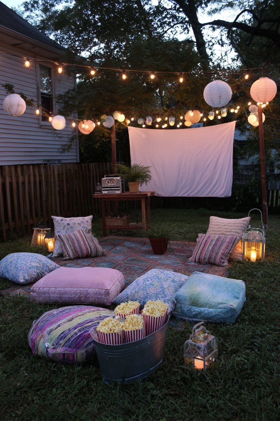  Outdoor Movie Night with Floor Cushions