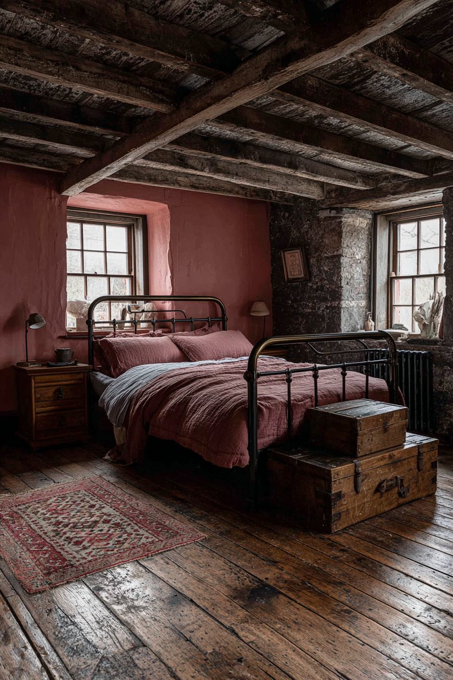 Rustic Exposed Beams with Clay Paint