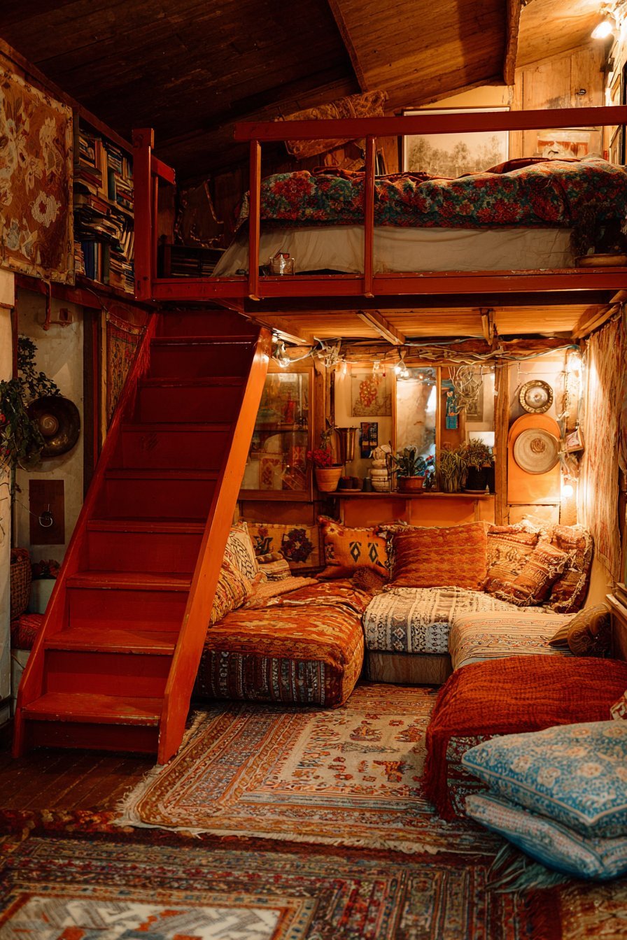 Loft Sleeping Area with Library Ladder