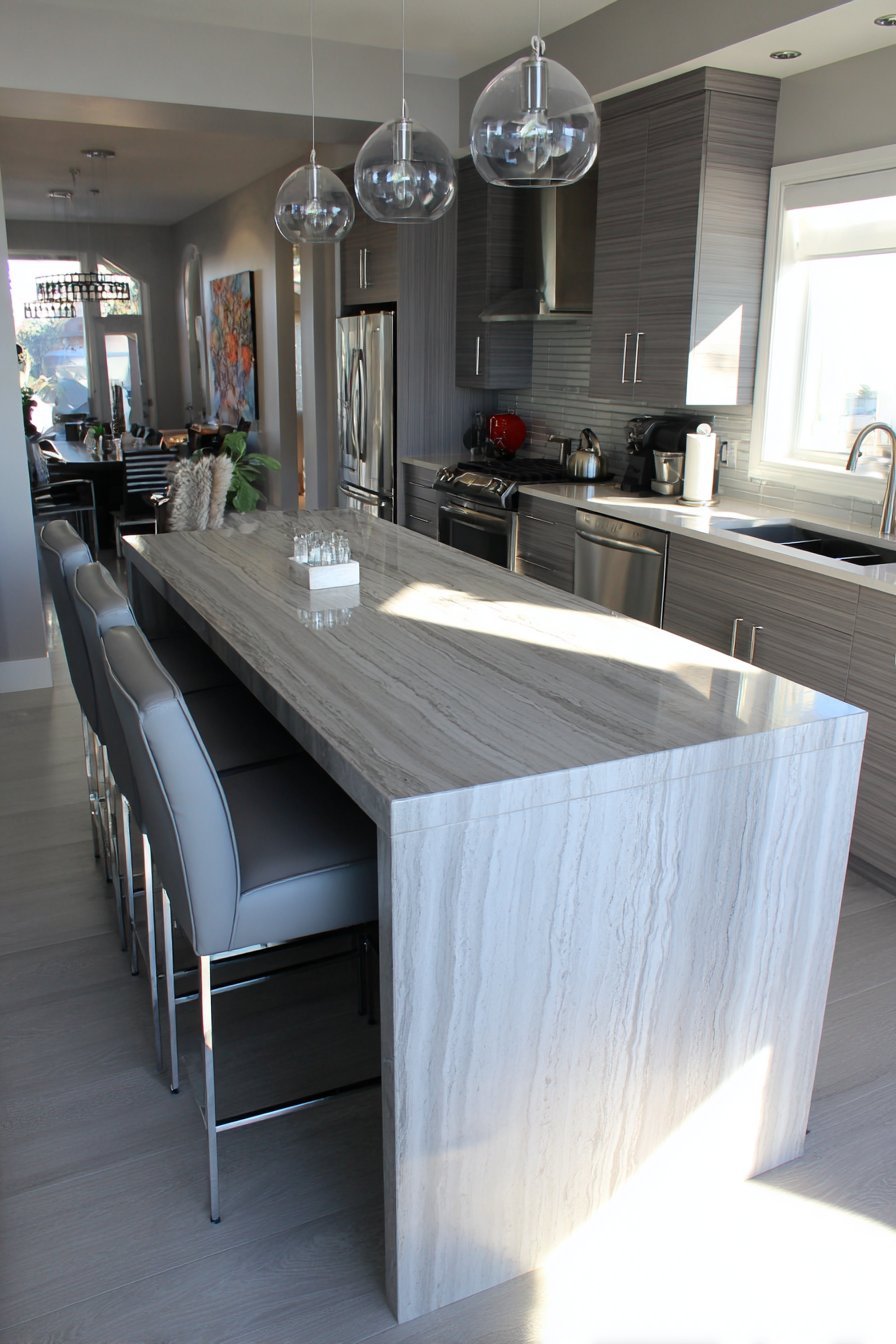 Functional Grey Kitchen Peninsula