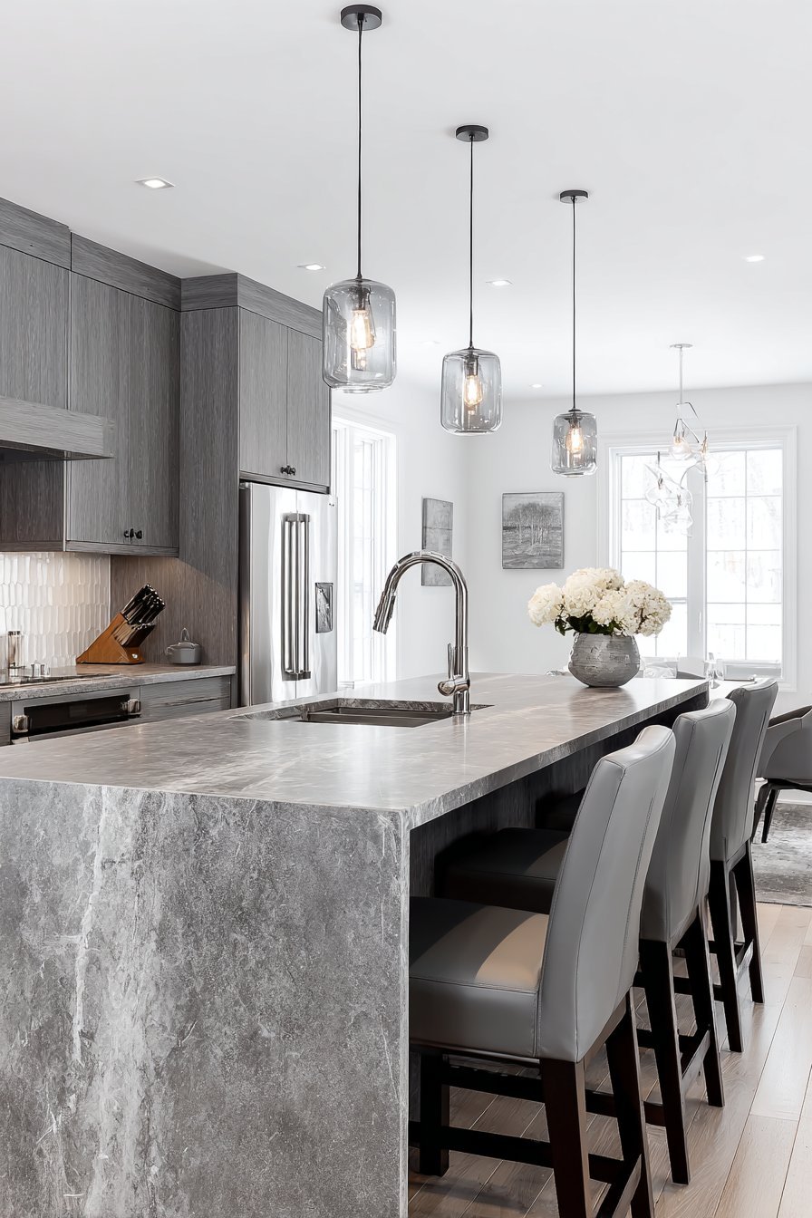 Functional Grey Kitchen Peninsula