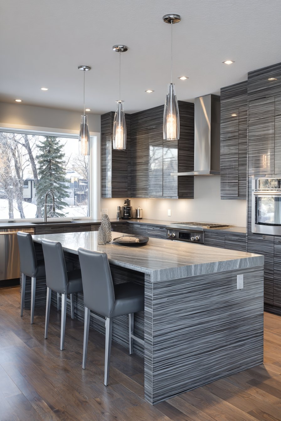 Functional Grey Kitchen Peninsula