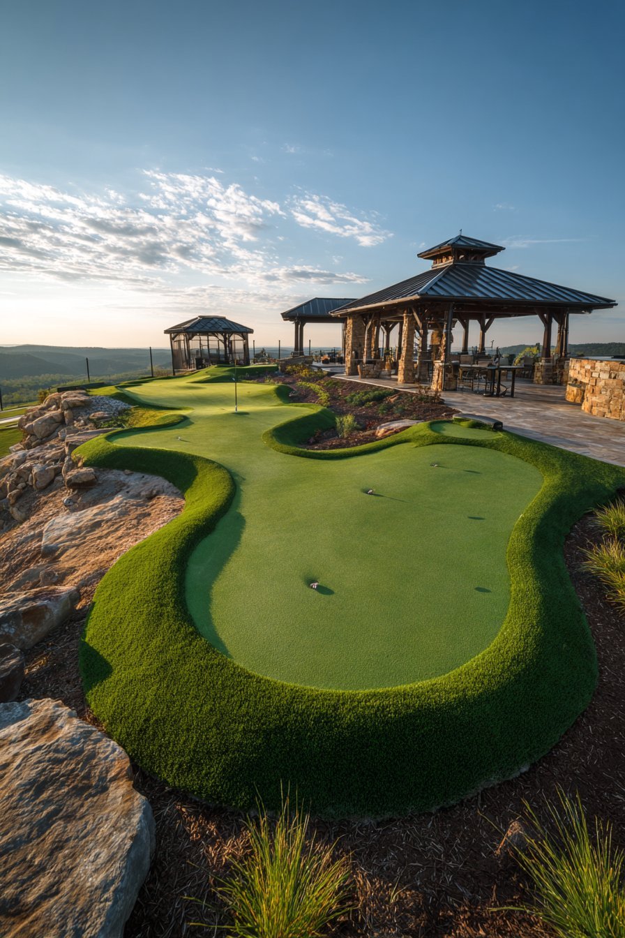 Professional-Grade Putting Green Practice Area