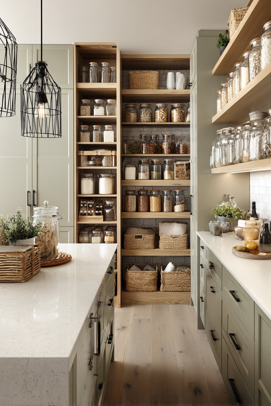 Sliding Pantry with Organized Glass Storage