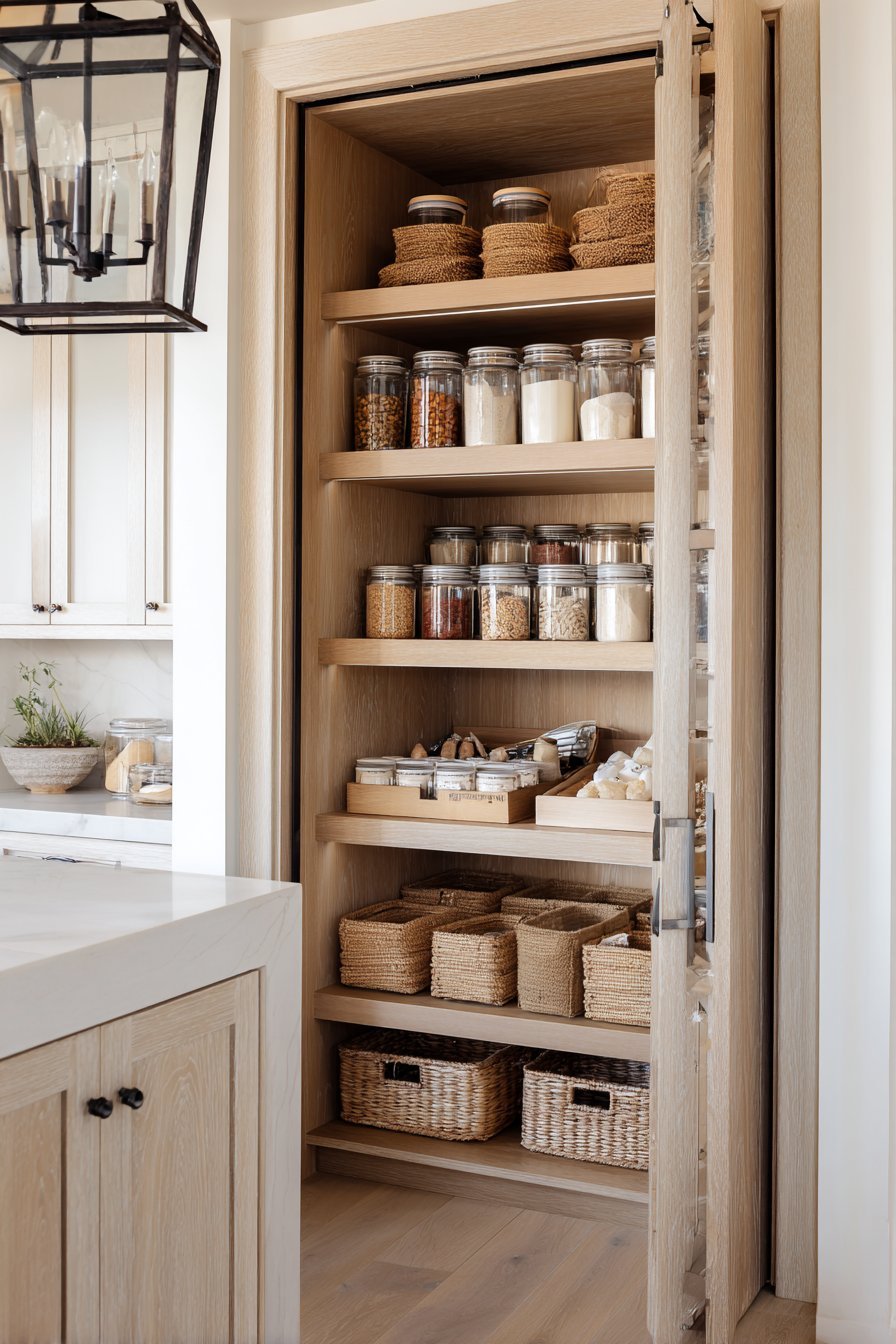 Sliding Pantry with Organized Glass Storage