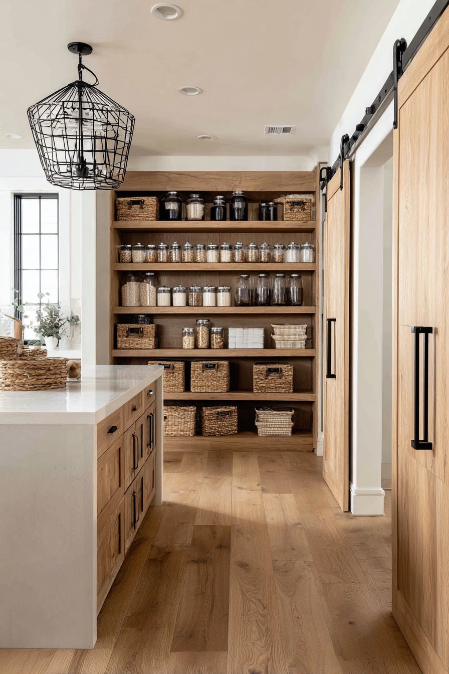 Sliding Pantry with Organized Glass Storage