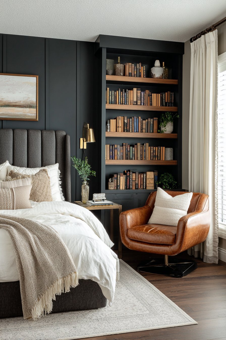 Dramatic Dark Wall Library