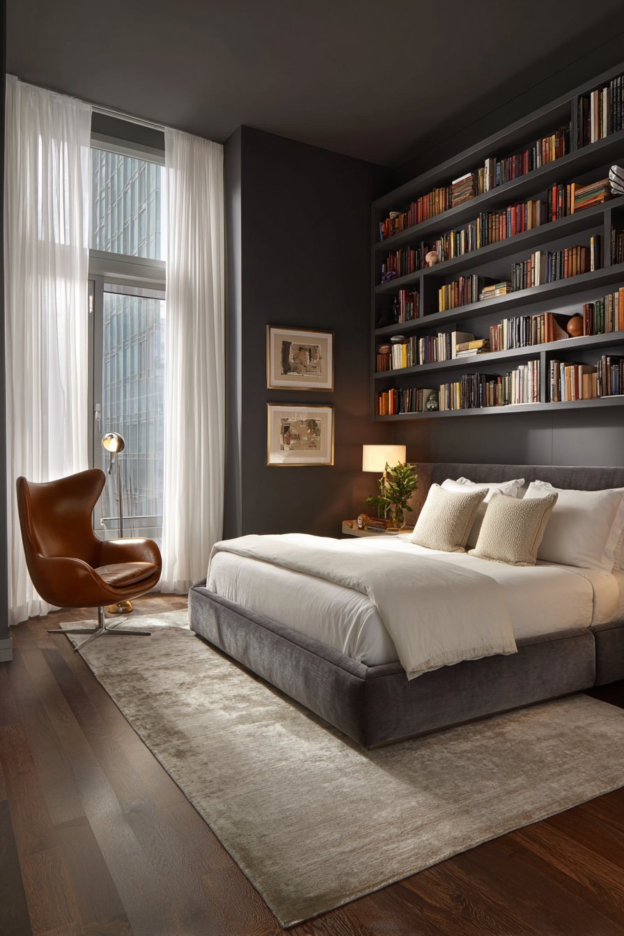 Dramatic Dark Wall Library