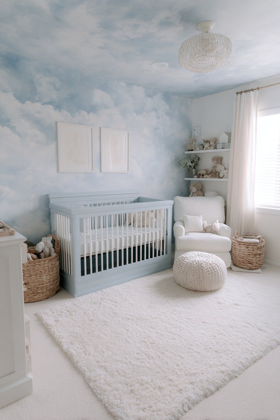 Soothing Light Blue Nursery Design
