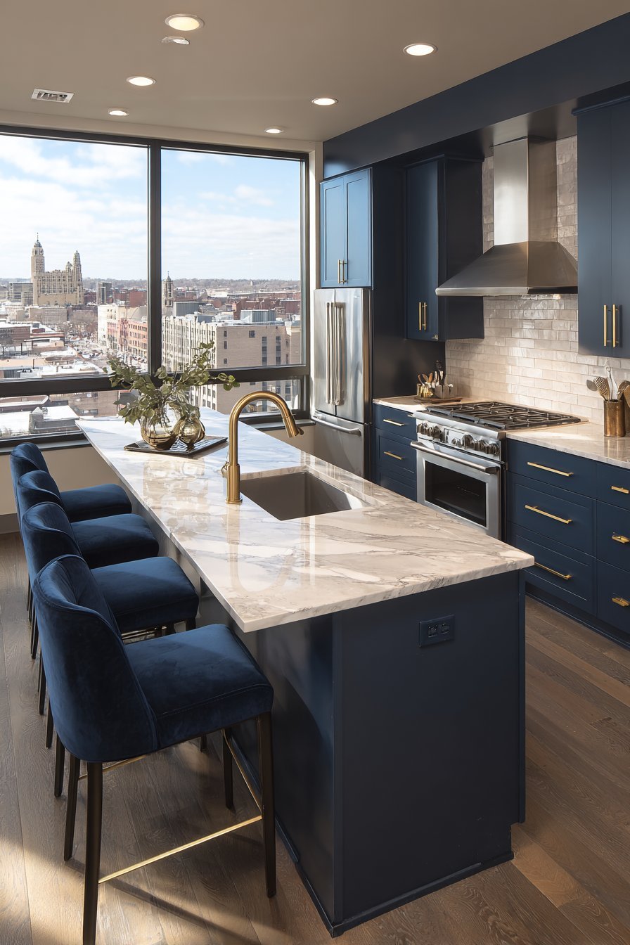 Navy Blue and Brass Sophistication