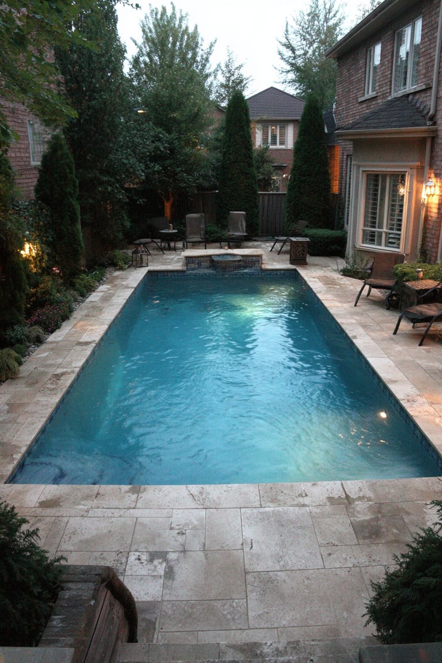 Travertine Pool Deck Oasis
