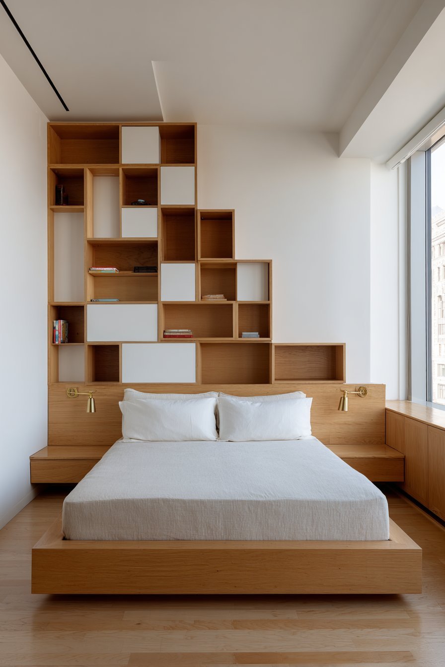 Floor-to-Ceiling Storage Headboard