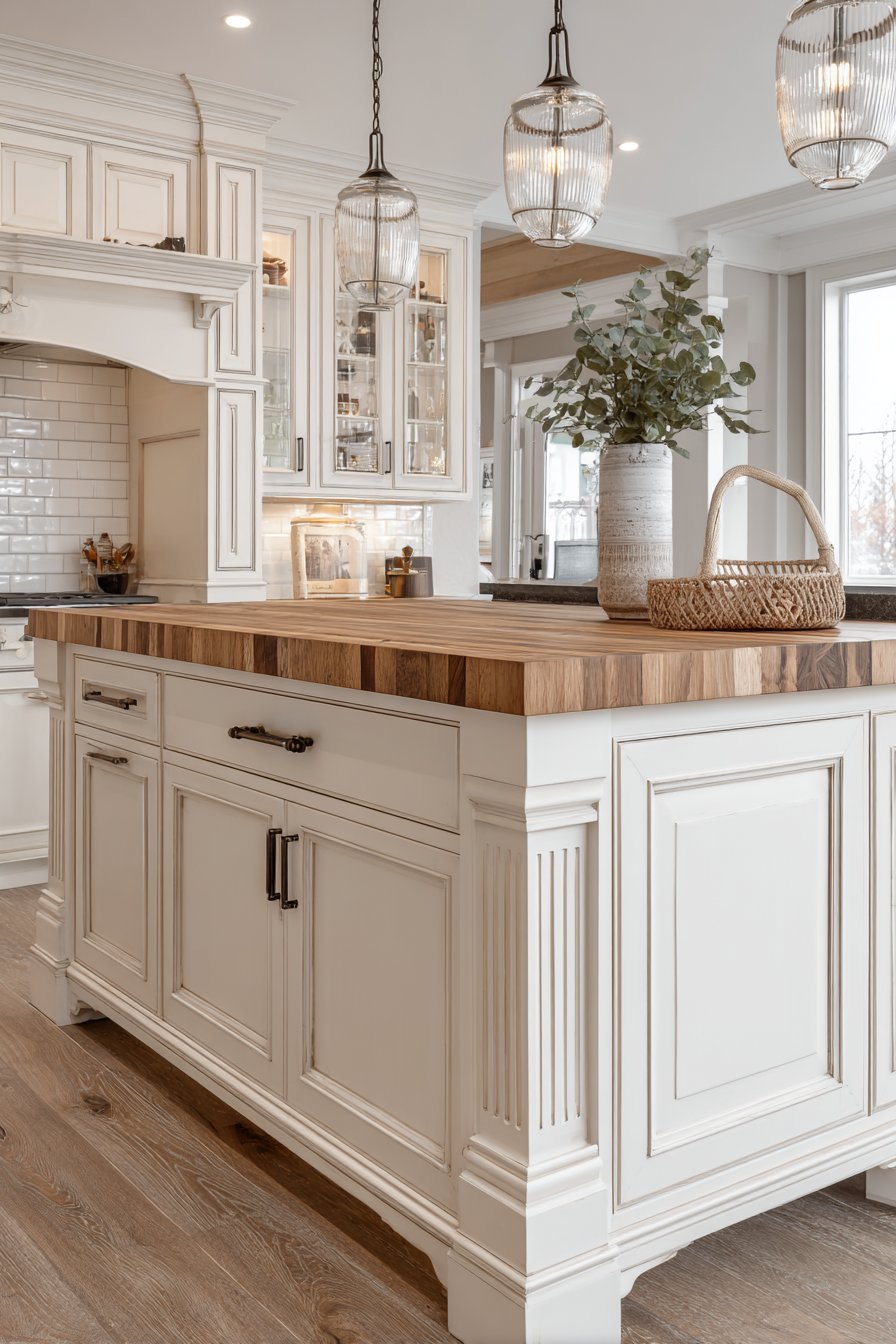 Traditional Kitchen Island with Furniture-Style Legs